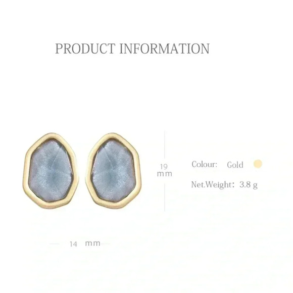 Geometric Gray Marble Crystal Stud Earrings NWT - Picture 3 of 4